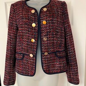 Tommy Hilfiger Women’s Short Blazer. Red/Navy/White/Black. Gold Buttons Size 10